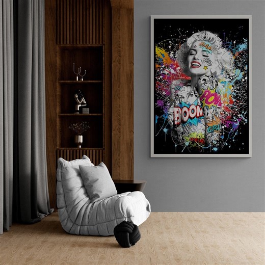 Marilyn Monroe Pop Art Canvas, Banksy Graffiti Style, White Frame - Etsy New Zealand