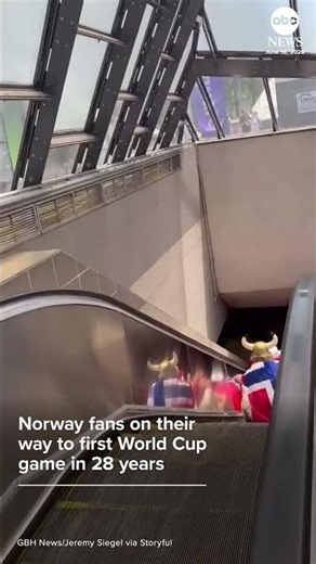 Norway fans do "Viking Row" on way to first World Cup game in 28 years