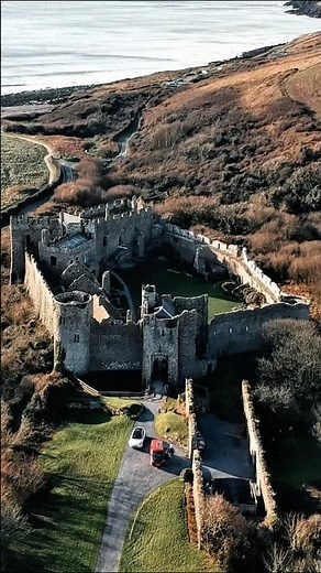 Manorbier Castle, Pembrokeshire, Wales | DJI drone