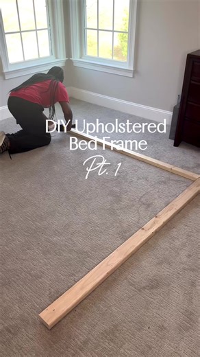 I’m back with my next project in Operation Bedroom Retreat where instead of buying a bed frame like a normal person, I’m challenging myself to make one🤪. Now for this type of project, it’s important to use to quality fabric. I got this Studio Velvet from Calico and I love the luxurious vibe of it. I cut strips of fabric to go on each 1x8 panel of wood then added foam and batting before upholstering each one. So far, it’s really coming together nicely. Stay tuned for Part 2 when I add the sides 