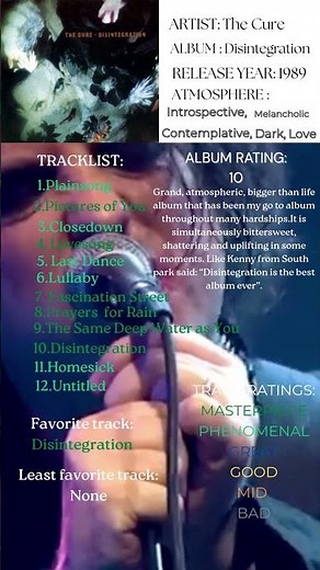 CLASSIC, one of my favorite albums - The Cure DISINTEGRATION/Album Review #rock