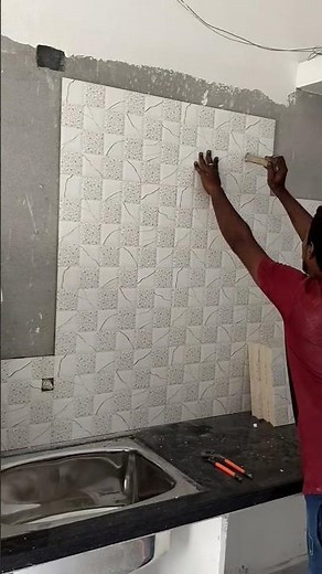 "Kitchen White Wall Tile Installation | Simple & Clean Look | Step-by-Step Guide"