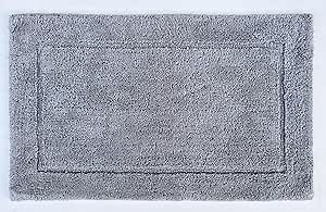 KEMA Cotton Bath Mat Set 20"x32" Reversible Bathroom Rugs, Ultra Soft Plush, Non-Slip, Quick Dry, Water Absorbent Floor Mats for Tub, Shower, Restroom, Bedroom & Kitchen, Silver
