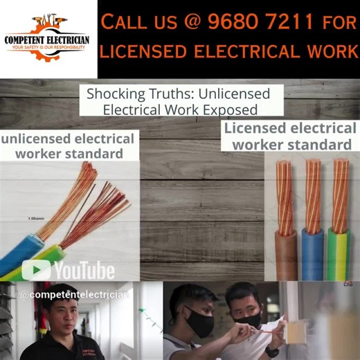 Electrical work in Singapore is strictly regulated to protect public safety and ensure compliance with national standards. The main difference between unlicensed and licensed electrical work lies in legality, safety, and accountability. Unlicensed electrical work is illegal and carried out by individuals without the required qualifications or licenses. Such work poses serious safety risks, including electrical shocks, fires, and fatalities, due to poor workmanship and non-compliance with regulat