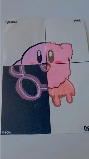 Drawing kirby in 4 styles (ALL IN 1 VID) #art #aesthetic #drawing #kirby