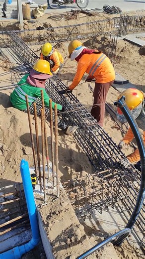 Amazing Rebar Tying Technique for Building Foundations