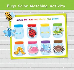 Bugs in a Jar Color Matching Activity, Color Sorting Printable (digital Download) - Etsy