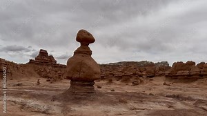 Hoodoos and geological land features formed by water and wind erosion - panorama