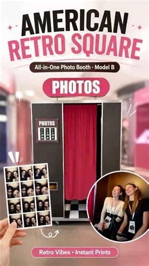 American Retro Photo Booth Model B | Instant Photo Printing Experience