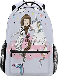 ZZKKO Ocean Sea Animal Mermaid Unicorn Boys Girls School Computer Backpacks Book Bag Travel Hiking Camping Daypack