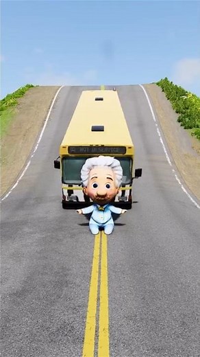 Funny Bus vs Baby Albert Einstein Character Model Trap BeamNG Drive #shorts #simulator #beamngdrive