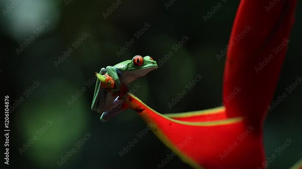 Red-eyed tree frog in the rainforest of Costa Rica