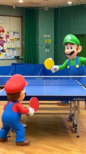 Mario and Luigi is playing ping-pong