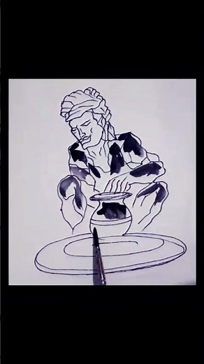 Mesmerizing Traditional Indian Ink Art ✍️🖤 | Hand Drawing Process #Shorts