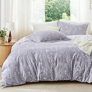 Bedsure Twin/Twin XL Comforter Set - Lavender Comforter, Cute Floral Bedding Comforter Sets, Gifts for Woman, 2 Pieces, 1 Soft Reversible Botanical Flowers Comforter and 1 Pillow Sham