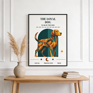 Chinese Zodiac Dog Poster | Abstract Geometric Dog Art | Digital Download - Etsy