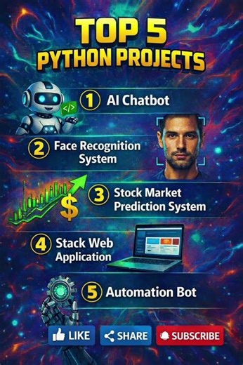 Top 5 Python Projects 🔥 Must Try in 2026. #python#projects #shorts # tech