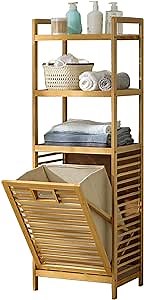 Baveke Laundry Hamper with 3 Tier Shelves & Tilt Out Basket, Laundry Baskets Organizer Hampers Bathroom Storage Shelf for Laundry Room, Bathroom, Guest Room (3-Tier Small)