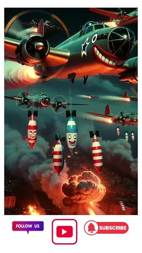 Colossal Cartoon Bombers: Whimsical Night War Sky