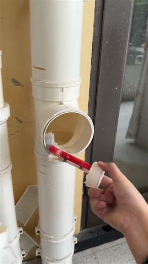 Joining PVC pipes securely. #plumbingwork #diyproject #fyp