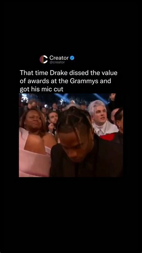 Creators | Entertainment | Culture on Instagram: "One of the boldest Grammy moments ever 🎤😳 During the Grammys, Drake used his acceptance speech to call out the industry and question the true value of awards — saying artists don’t need trophies to prove their impact if fans already love their music. Moments later… his mic was cut, turning the speech into one of the most talked-about award show moments in recent years."