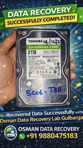2TB Hard Disk Data Recovery Success | Osman Data Recovery Lab Gulbarga | Call 9880475183