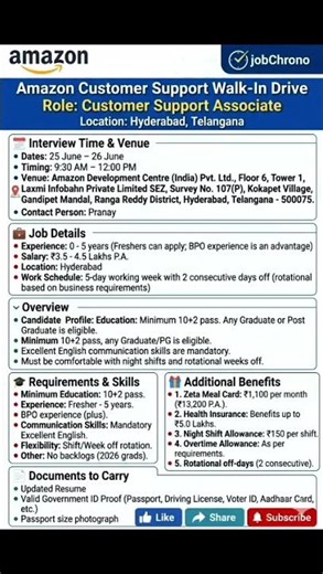 #amazonjobs Amazon Hiring 2026 | Customer Support Role| #job #freshershiring #job2026