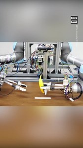 University of Tokyo researchers developed a 'two-armed' #robot that can peel a banana without squashing it. The robot learns through a 'deep imitation learning' process where developers repeatedly demonstrated the peeling action hundreds of times in order for the robot to copy it. （Now This） | CINC | Facebook