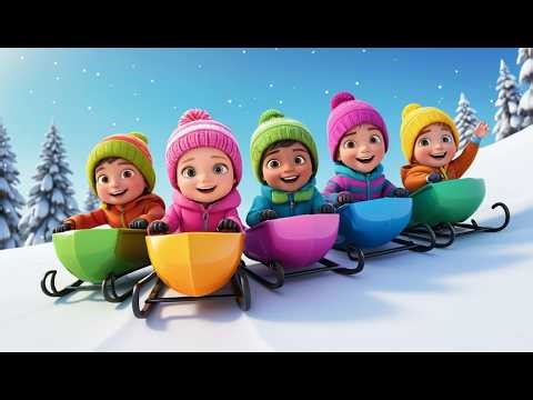 Eight Little Toy Sleds Slide Slide Slide | Winter Fun & Counting Song for Kids