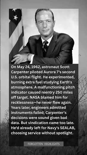 Scott Carpenter Missed Reentry by 250 Miles—NASA Blamed Him for Decades.