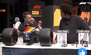 Brilliant side by side demonstration of pull rod and push rod suspension!