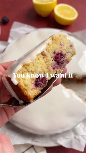 Sourdough Discard Lemon Blackberry Cake #sourdoughdiscard #lemoncake #blackberries
