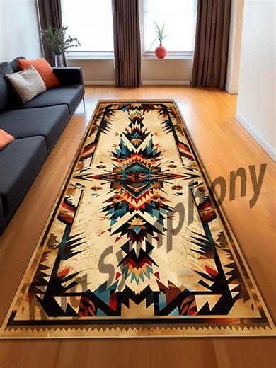 Colorful Aztec Runner Rug: Traditional Southwestern Design - Etsy