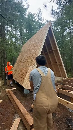 So you still wanna build that a frame_🌲 pt 2 😌_•_•_• #aframe #tinyhome #aframecabin #offgrid #cabin #cabinlife #tinyhouse #cabinvibes #carpentry #aframedaily | Wood Work Master