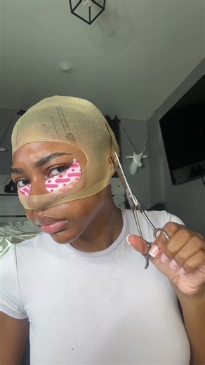 We are so back! ASMR curly wig install, FULL lace kit products 🔗’d in b!0 💕 #asmr #asmrwiginstall #fyp #asmrsounds #asmrwigtok @TOPICALS Eye patches @IVY Beauty Foundation @SheaMoisture Leave in conditioner