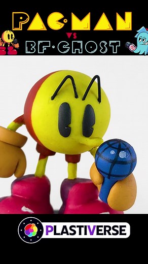 PACMAN vs BOYFRIEND GHOST (Friday Night Funkin Mods) #plastiverse #fridaynightfunkin #mods #plastilina #clay #escultura #pacman #boyfriend