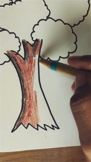 how to draw a tree with crayon #drawing #creative #creativevidisha
