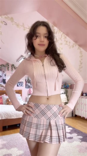 Angel Ruche on Instagram: "@mymiurose in our girly plaid mini skirt, strawberry milk cable knit set 🎀🩰 Limited time Sale ✨ 15% off sitewide code: Pretty"