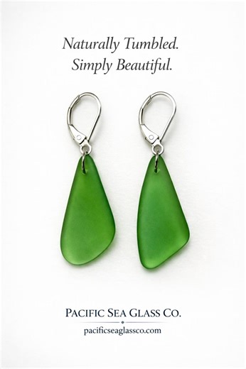 Green Sea Glass Drop Earrings - Etsy