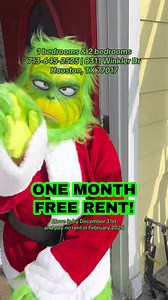 One month free rent! Apply and move in by the end of December! Call for more details 713-645-2525 8311 Winkler Dr. Houston, TX 77017 #thegrinch #HoustonApartments | Glenview Apts | Facebook