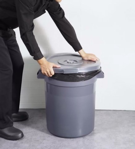 Restaurantware-LID ONLY: RW Clean Waste Container Lid, 1 Round Trash Can Cover - Waste Bin Sold Separately, For 20 Gallon Dustbin, Built-In Handle, Gray Plastic Garbage Can Cover, Heavy-Duty