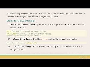 Resolving the ValueError in Pandas: Ensuring Your DataFrame Index Contains Integers