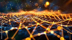 A Digital Cobweb Symbolizing Global Connectivity and the Interconnected Digital World