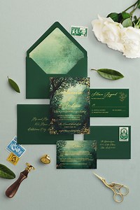Enchanted Forest Wedding Invitation Suite, 5x7 RSVP Details Envelopes, Elegant Wedding Stationery SAMPLE KIT - Etsy