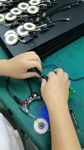 The Worker is testing the semi-finished product