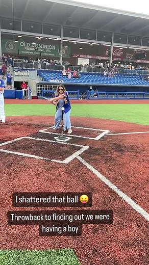 Throwing it back to #FathersDay weekend when our ballpark style #GenderReveal ball exploded showing everyone we were having baby Jordan 冀He has a few more months left to bake in my tummy  | Brittany Baldi | Facebook