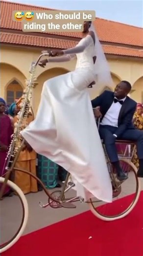 🤣 Tall Bike Wedding Entrance Gone Epic! Bride Rules, Groom Holds On 😱 #shorts #wedding #funny
