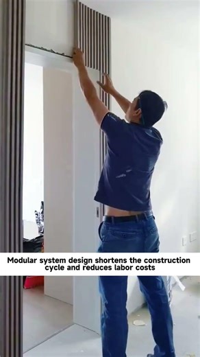 WPC wall panel system with seamless hidden door integration. Door-Wall Integration, Interior Design