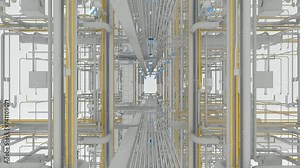 Digital Twin (BIM), complete schematic representation of the MEP disciplines in the corridor.