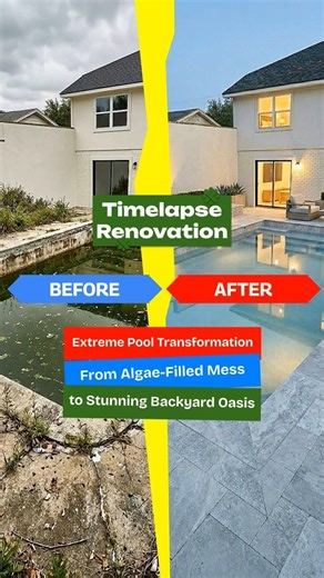 Renovation #TimeLapse Extreme Pool Transformation: From Algae Filled Mess to Stunning Backyard Oasis